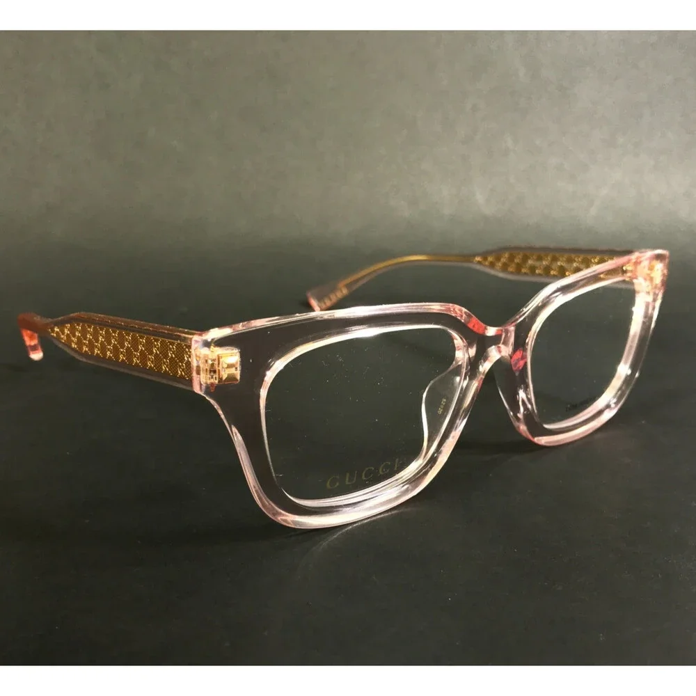 Gucci Eyeglasses Frames GG02067OL 007 Transparent Pink Asian Fit Thick 52-20-145